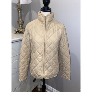 Lauren Ralph Womens Quilted Jacket Tan Brown Beige Womens Size PS